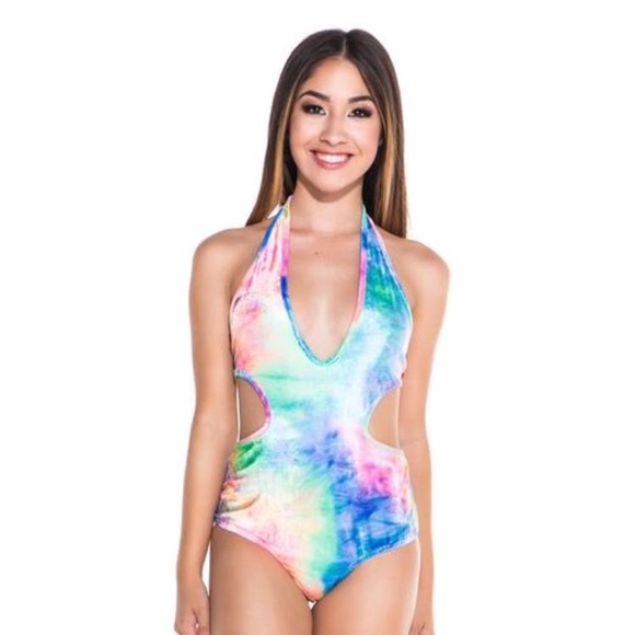 iHeartRaves Other - iheartraves velvet tie dye rave bodysuit iHeartRaves Other - iheartraves velvet tie dye rave bodysuit